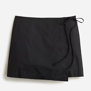 J. Crew Cotton Poplin Side-Tie Skort Black